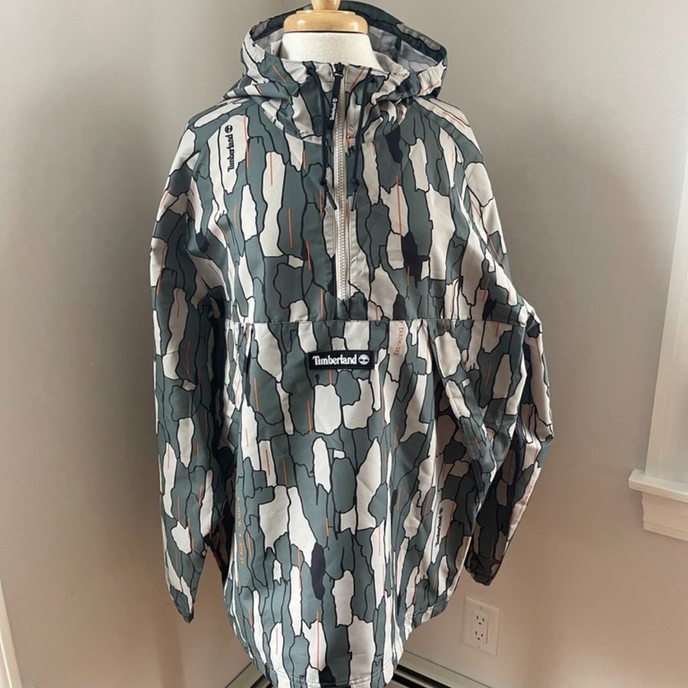 Timberland Unisex Water-Resistant Anorak Camo Windbreaker Jacket XLarge (JB1022)